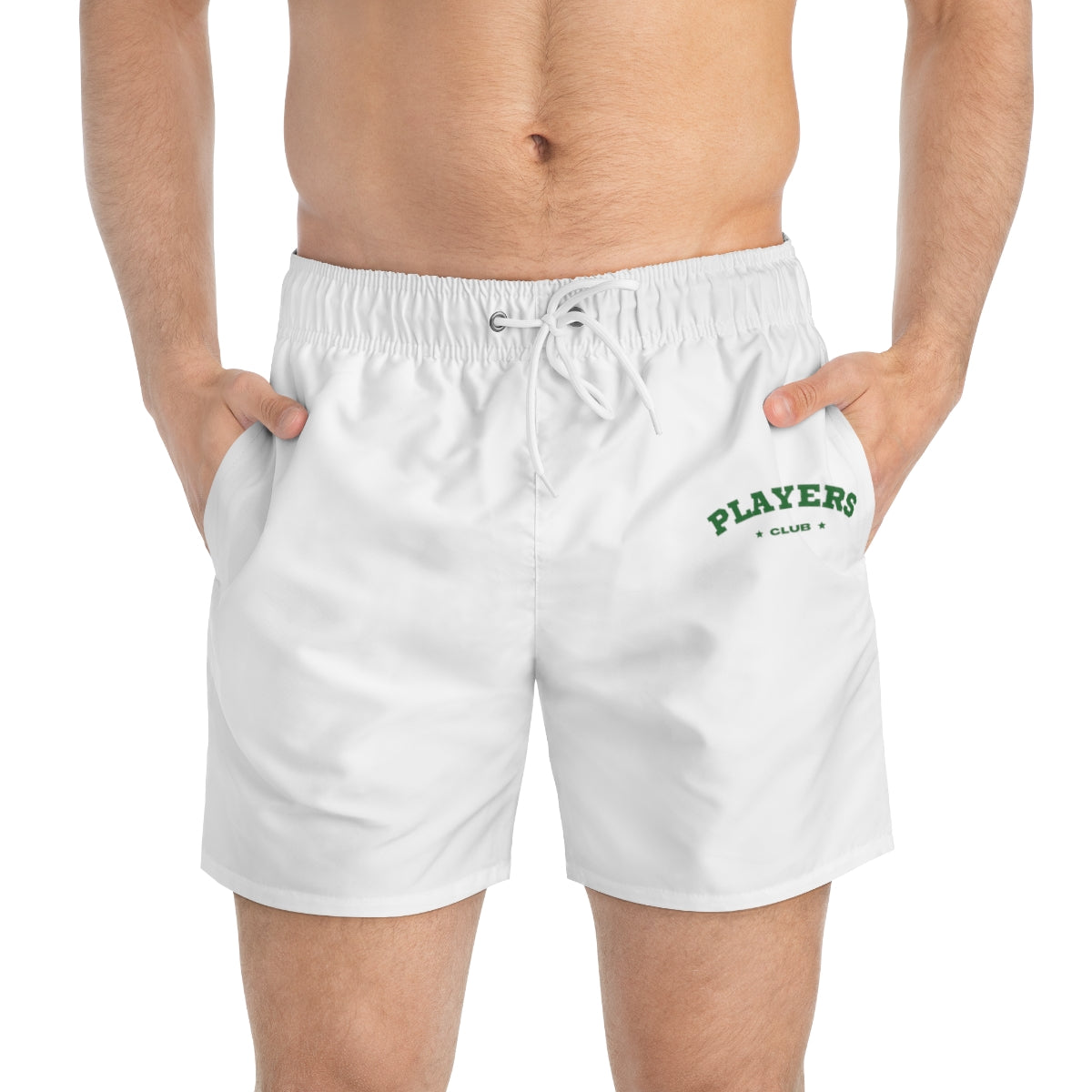 Classic Players Club Men's Swim Trunks In Powder White