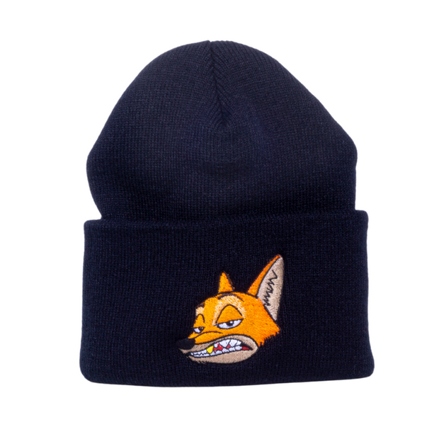 Slick As A Fox Premium Beanie In Midnight Black