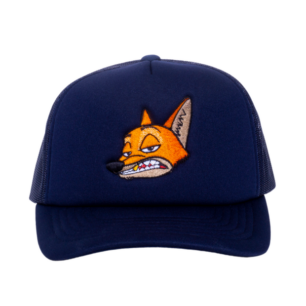 Slick As A Fox Trucker Hat In Navy Blue