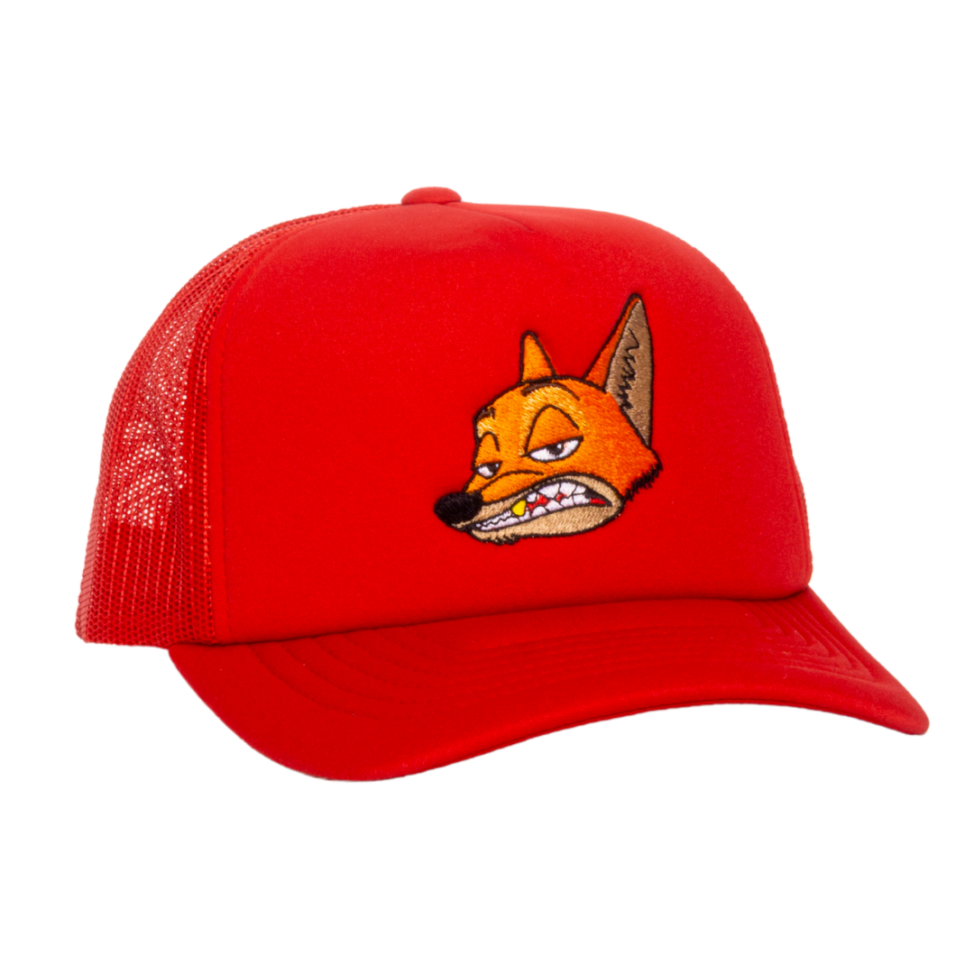 Slick As A Fox Trucker Hat In Crimson Red