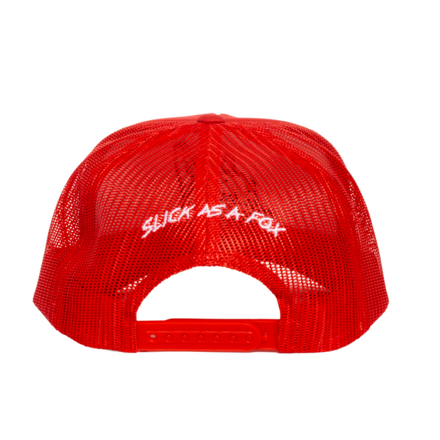 Slick As A Fox Trucker Hat In Crimson Red