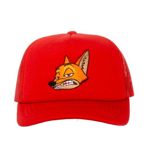 Slick As A Fox Trucker Hat In Crimson Red