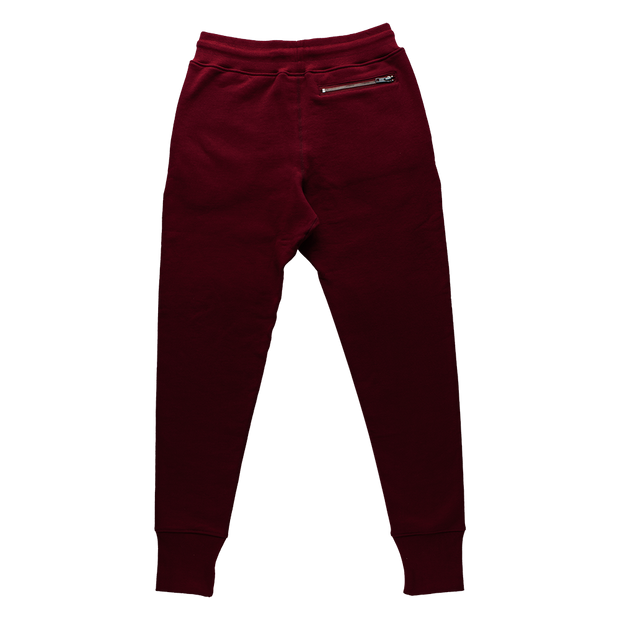 Fitted Zipper Fox Sweatpant In Burgundy