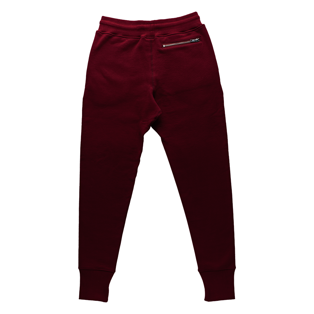 Fitted Zipper Fox Sweatpant In Burgundy