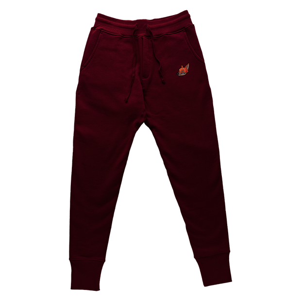 Fitted Zipper Fox Sweatpant In Burgundy