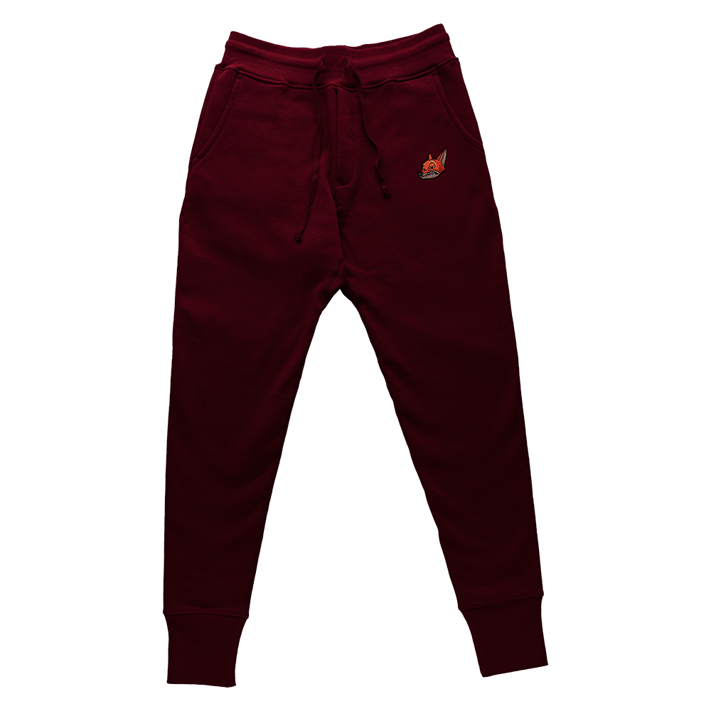 Fitted Zipper Fox Sweatpant In Burgundy