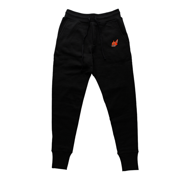 Fitted Zipper Fox Sweatpant In Midnight Black