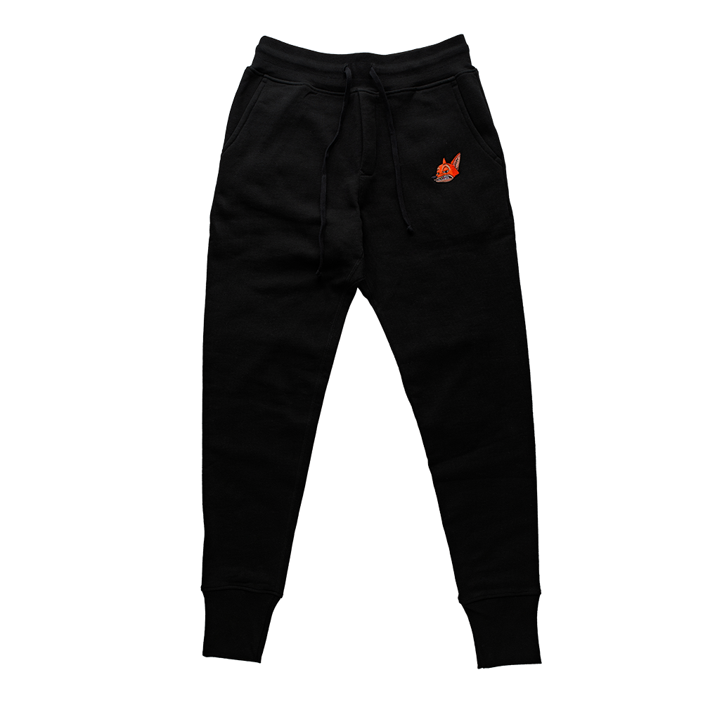 Fitted Zipper Fox Sweatpant In Midnight Black