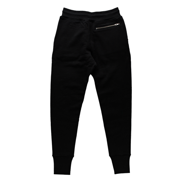 Fitted Zipper Fox Sweatpant In Midnight Black