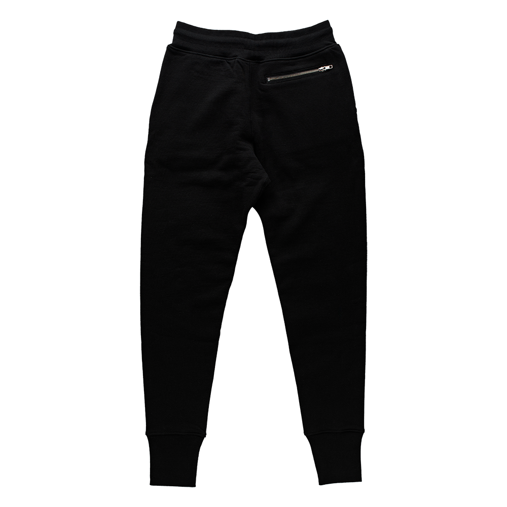 Fitted Zipper Fox Sweatpant In Midnight Black