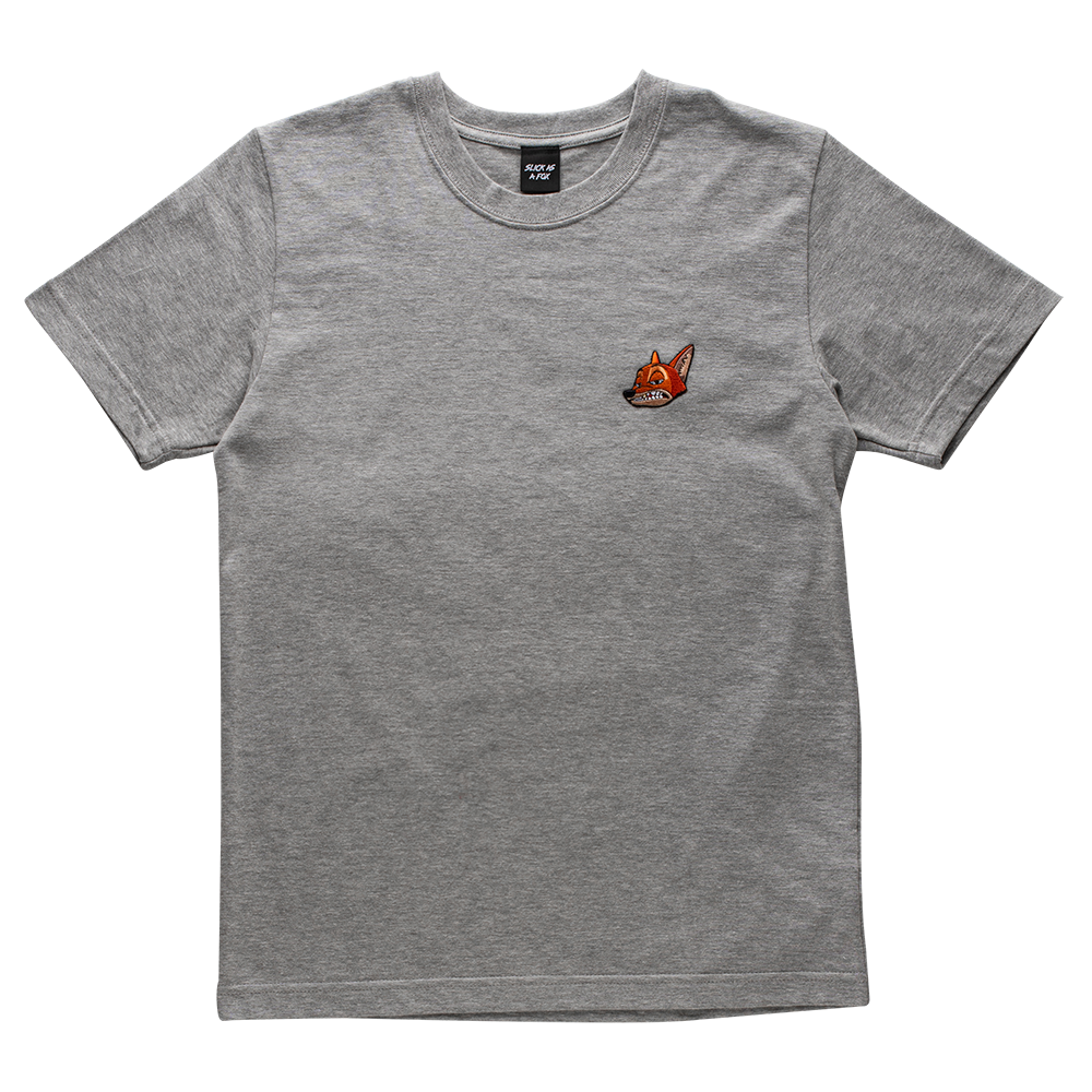 Heavyweight Short Sleeve Fox Tee In Smoke Grey