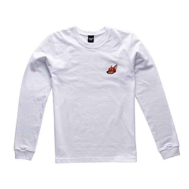 Heavyweight Long Sleeve Fox Tee In Powder White